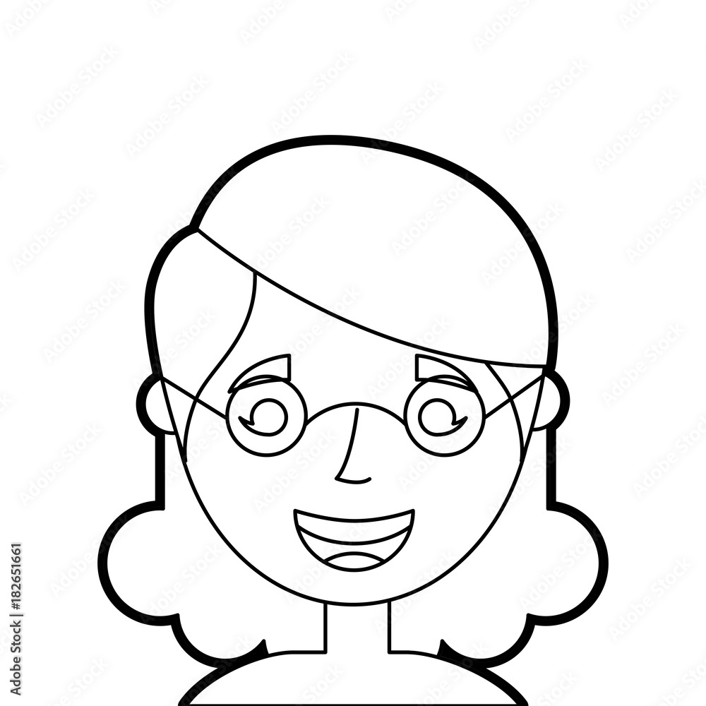 old woman face lady grandma cartoon character vector illustration outline  Stock Vector | Adobe Stock