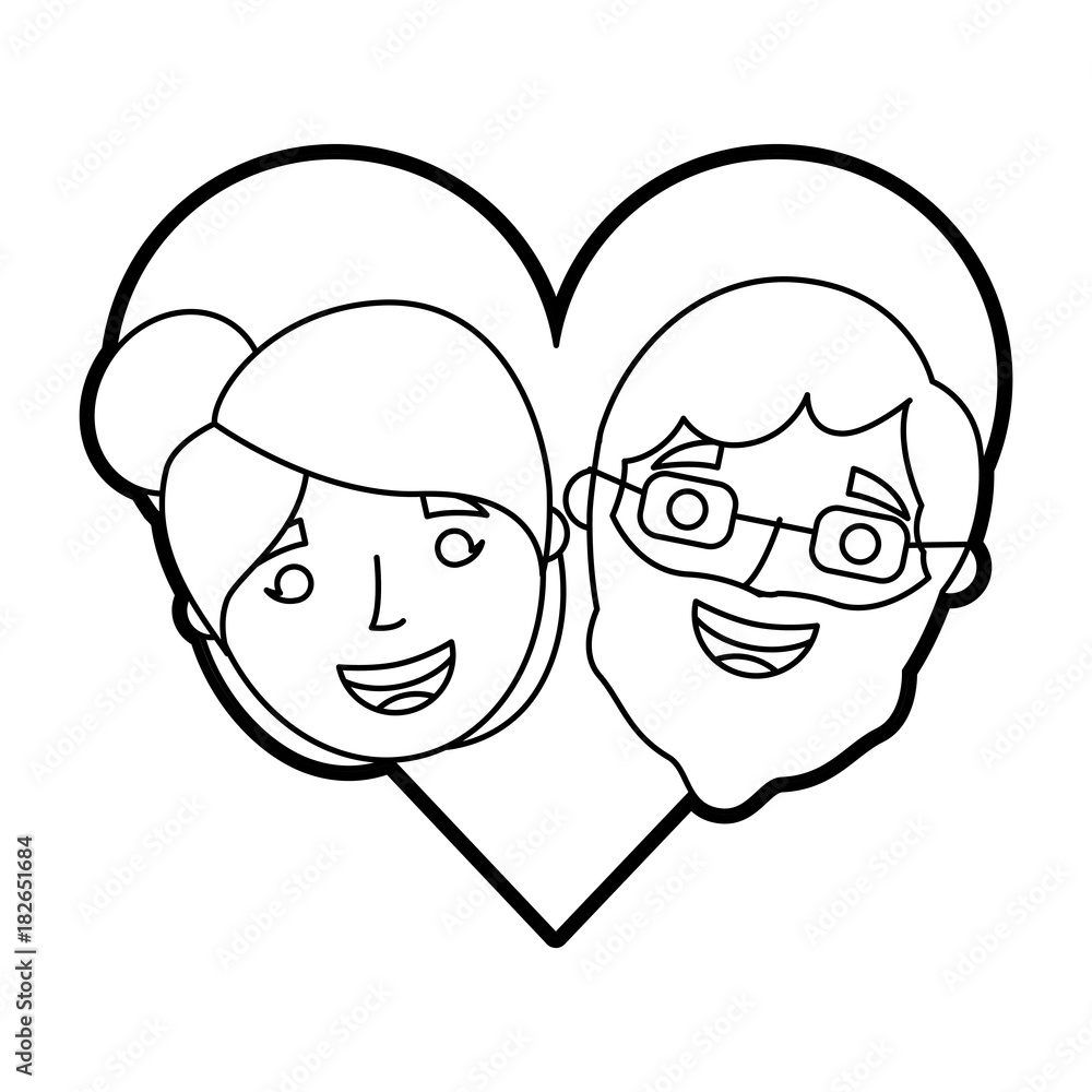 happy grandparents portrait old lovely couple in love characters vector illustration outline happy grandparents portrait old lovely couple in love characters vector illustration outline