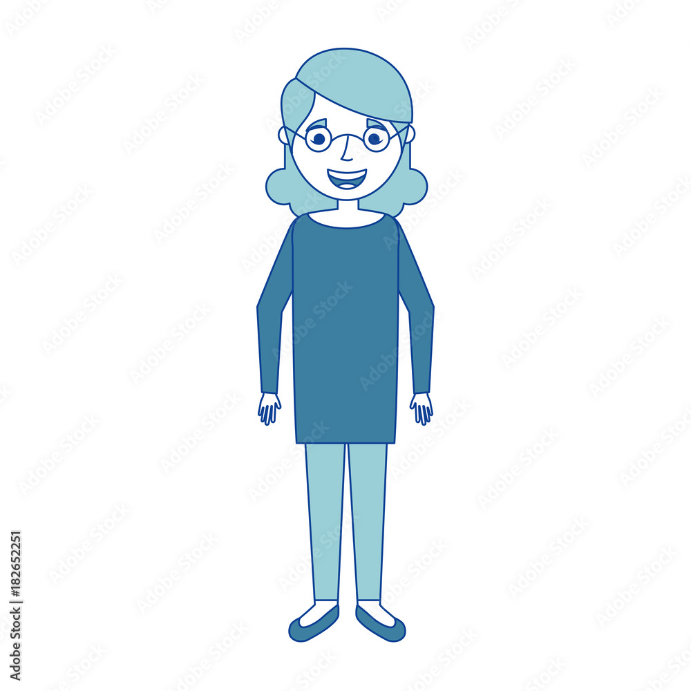 elderly woman grandmother character happy expression blue vector illustration elderly woman grandmother character happy expression blue vector illustration