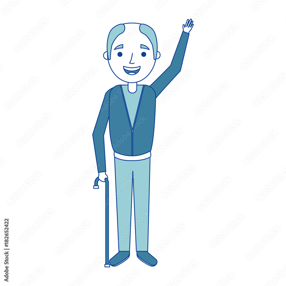 old man grandfather character standing blue vector illustration old man grandfather character standing blue vector illustration