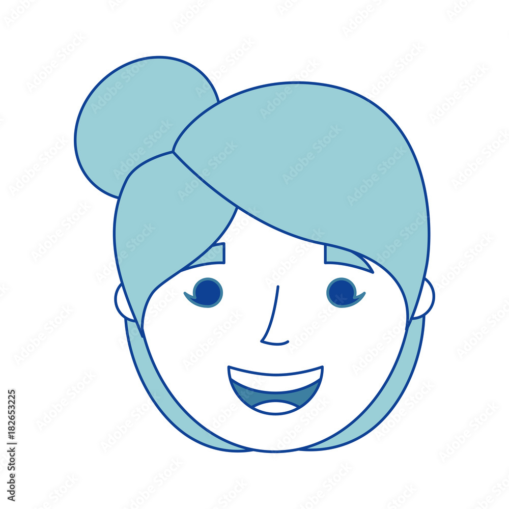 old woman face happy lady grandma cartoon blue vector illustration