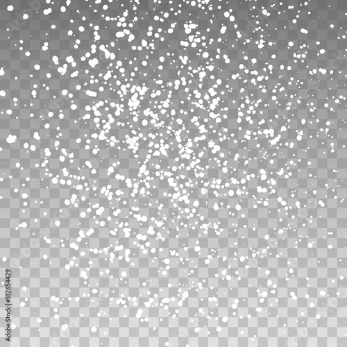 Fototapeta Naklejka Na Ścianę i Meble -  Falling Christmas snow fall isolated on transparent background. Pattern snowflake.