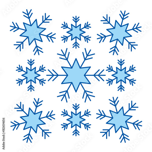 snowflakes christmas icons collection graphic abstract vector illustration