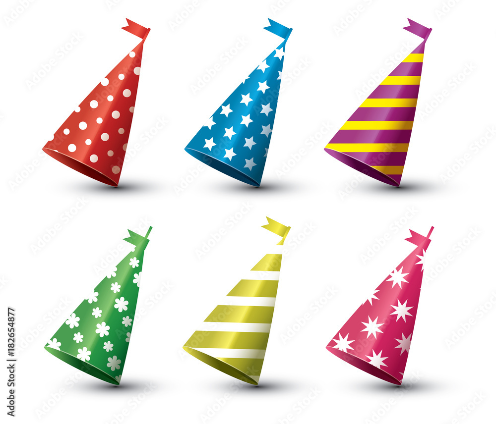 Party Hat Isolated Set on White Background. Party Hat Isolated Set on White Background.