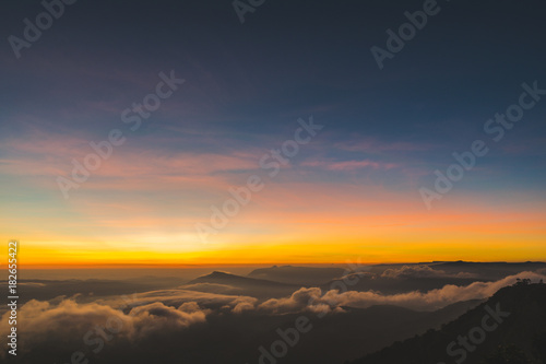 beautiful colorful sky & mountain sunrise at Phurua