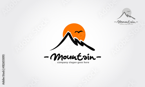 Mountains Vector Logo Template. Can be used in agencies, design studios, architectural studies, investment or insurance company, real estate business, analytics and statistics, software companies.