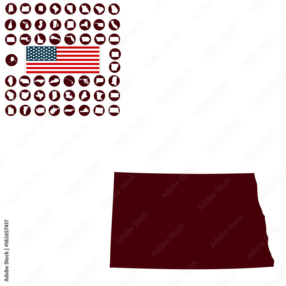 Map of the U.S. state of North Dakota on a white background Map of the U.S. state of North Dakota on a white background