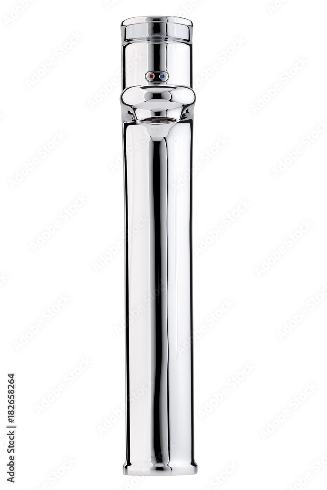 Mixer cold hot water. Modern faucet bathroom. Kitchen tap . Isolated white background. Front view. Mixer cold hot water. Modern faucet bathroom. Kitchen tap . Isolated white background. Front view.