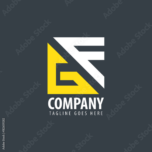 Initial Letter GF Design Square and Triangle Logo