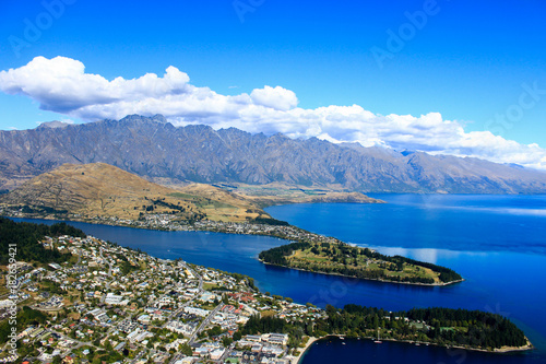 view on Queenstown and lake Wakatipu, New Zealand