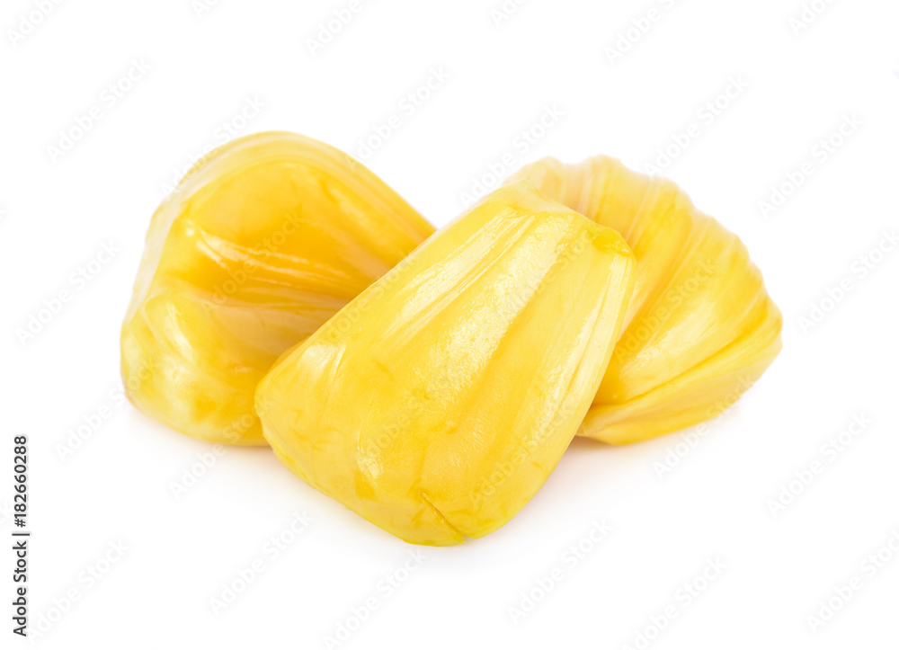 fresh jackfruit (Ka-nun Thai text) on white background fresh jackfruit (Ka-nun Thai text) on white background