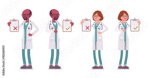 Male and female doctor with clipboard