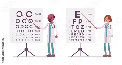Male and female ophthalmology doctor
