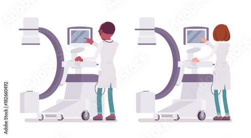 Male and female doctor doing X-Ray