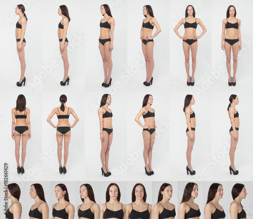 Woman model snapshots full collage studio shot