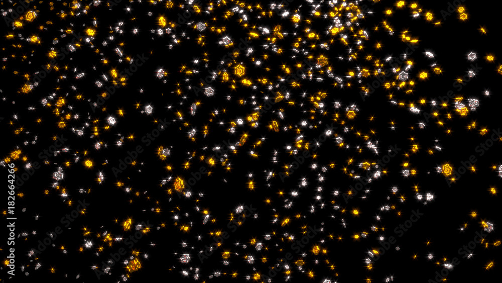 Raining of Lots of Tiny and Chubby Golden and Silver Six Branchs Stars Raining of Lots of Tiny and Chubby Golden and Silver Six Branchs Stars
