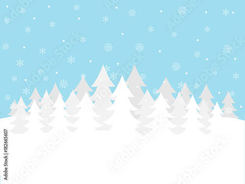 Blue and white winter forest background
