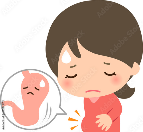 胃下垂に悩む若い女性