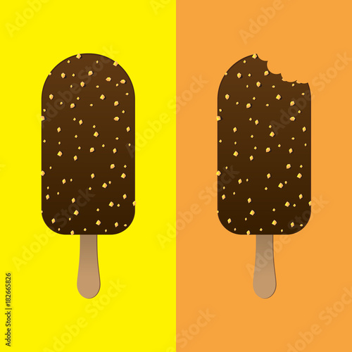 Almond ice-cream stick flat vector design