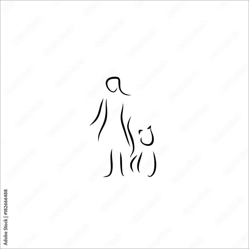 girl and cat icon vector girl and cat icon vector