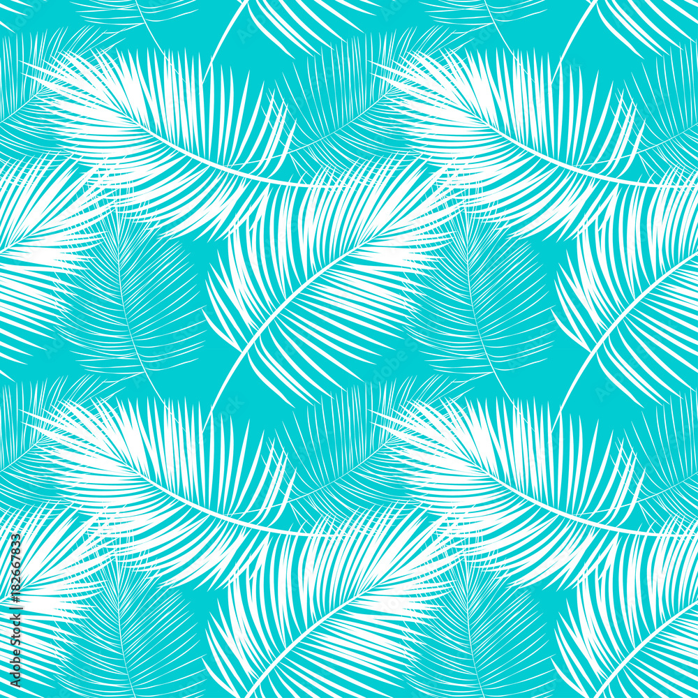 seamless pattern of white fern leaves on a blue background seamless pattern of white fern leaves on a blue background