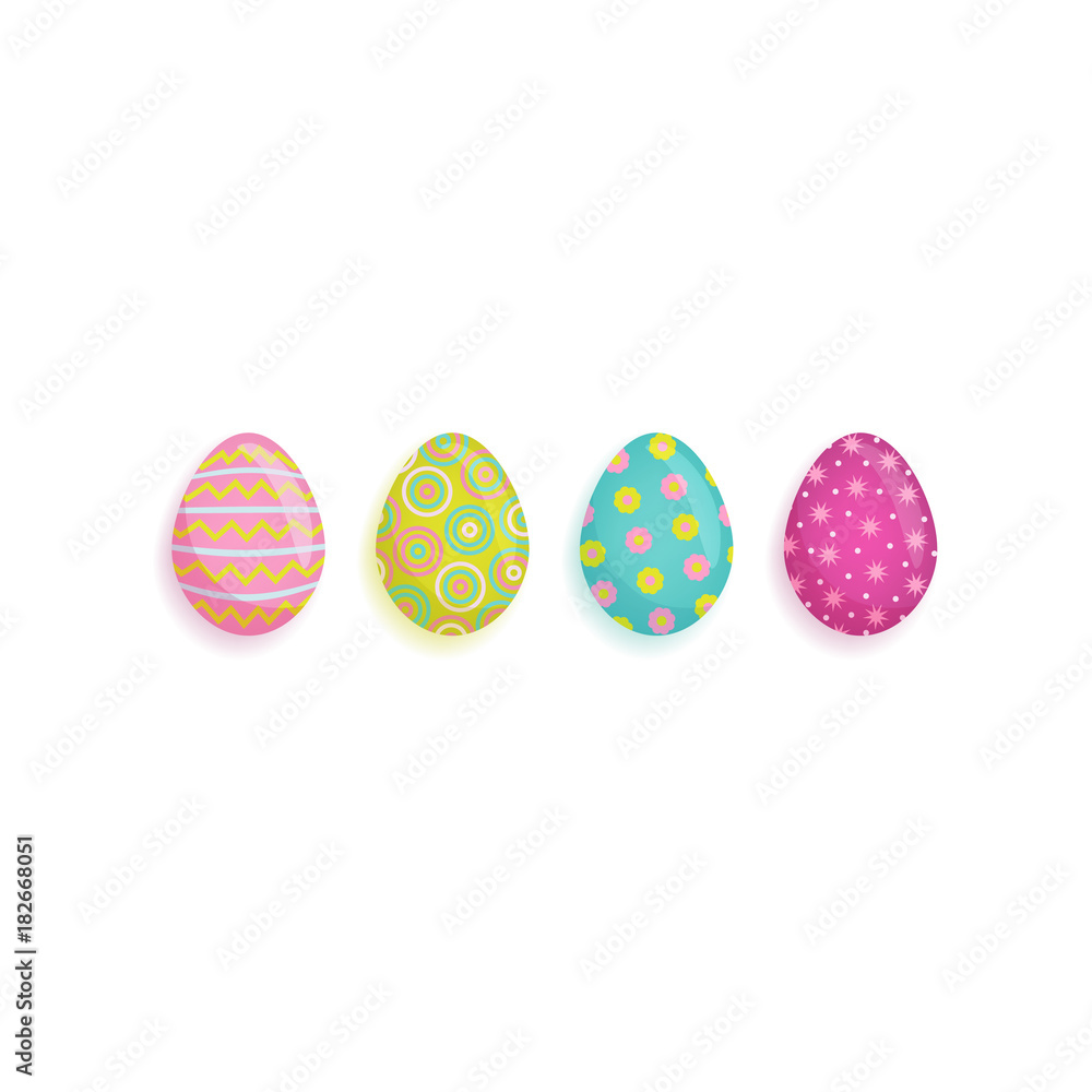 vector flat easter chicken eggs icon set. Spring holiday decorated festive symbols colored with circles, dots print for your design. Isolated illustration on a white background vector flat easter chicken eggs icon set. Spring holiday decorated festive symbols colored with circles, dots print for your design. Isolated illustration on a white background
