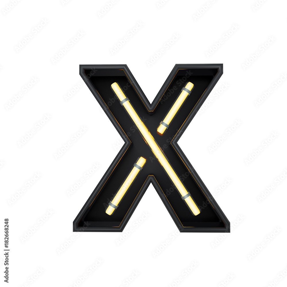 Neon style light letter X. Glowing neon Capital letter. 3D rendering Neon style light letter X. Glowing neon Capital letter. 3D rendering