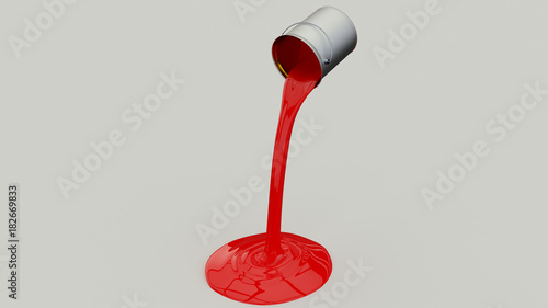 Tableau sur toile Peinture rouge versée d'un pot