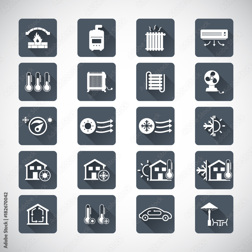 Heating and cooling icons Heating and cooling icons