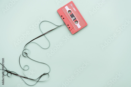 Flat lay of cassette tape