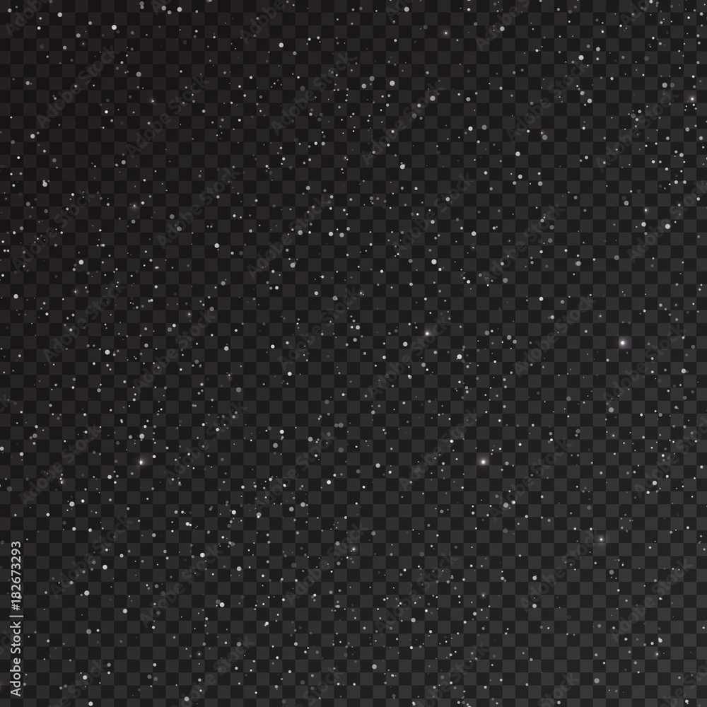 Falling snow isolated on transparent background. Realistic blizzard overlay effect with glitters for Christmas card decoration. Vector design element Falling snow isolated on transparent background. Realistic blizzard overlay effect with glitters for Christmas card decoration. Vector design element