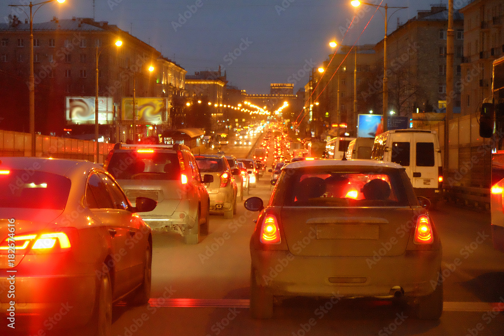 city traffic in evening rush hour