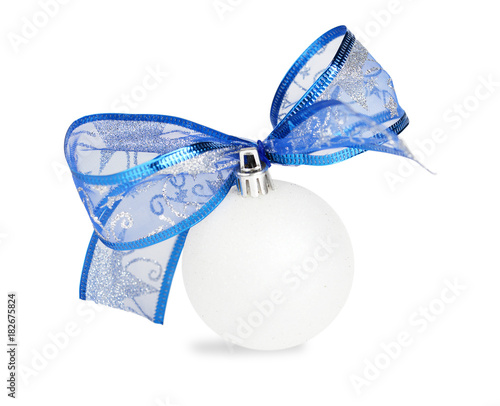 white and blue Christmas ba...