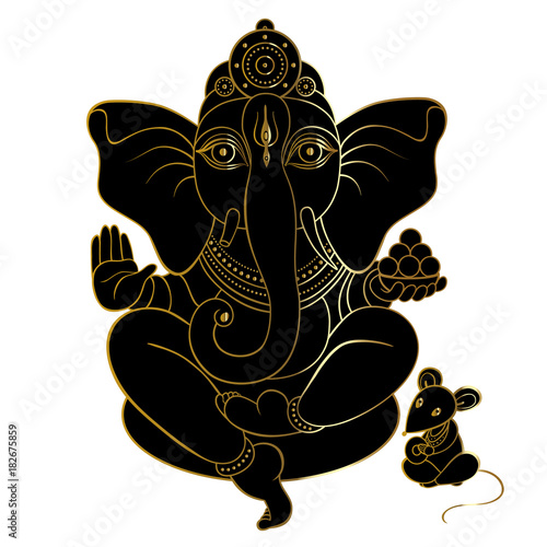 Golden Ganapati Meditation in lotus pose