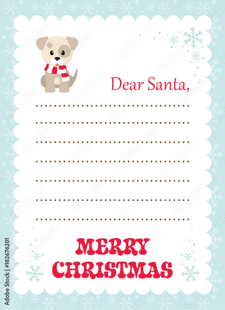 cartoon letter to santa with winter dog cartoon letter to santa with winter dog