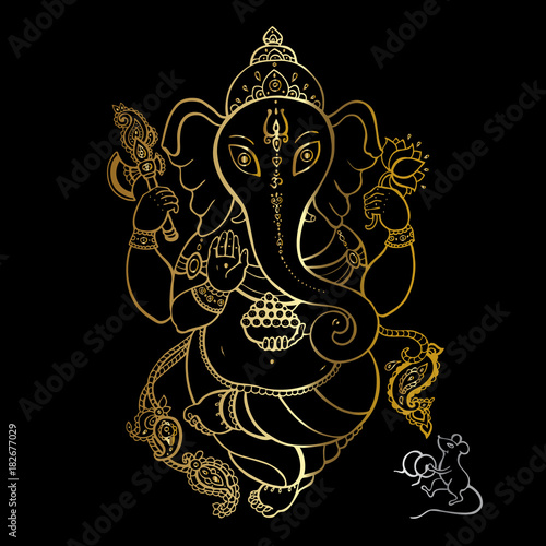 Golden Ganapati Meditation in lotus pose