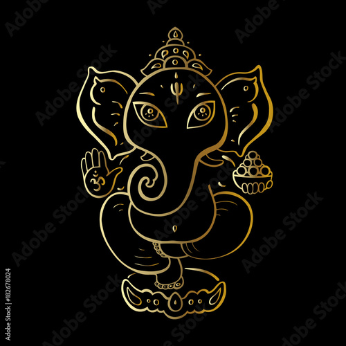 Golden Ganapati Meditation in lotus pose