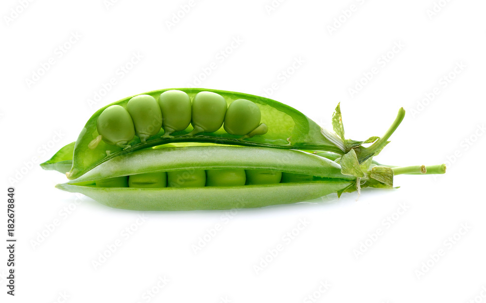 fresh green peas isolated on a white background