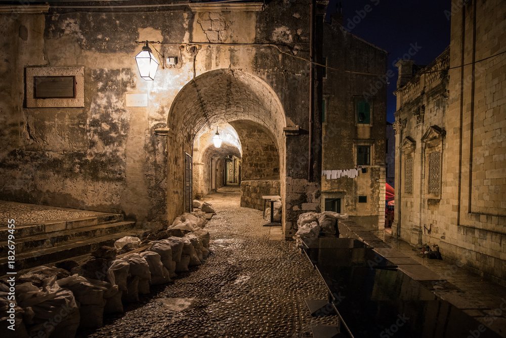 Old Town Dubrovnik at night