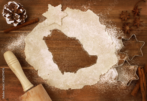 Cookie dough cut as the shape of Saudi Arabia (series)