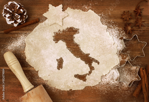 Cookie dough cut as the shape of Italy (series)