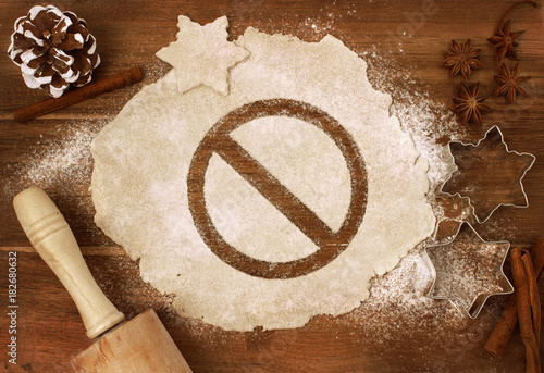 Cookie dough cut as the shape of a forbidden symbol (series)