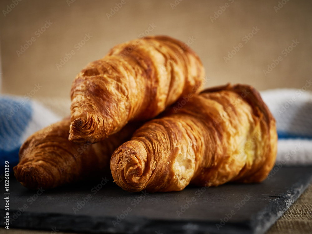 Croissants prepared for breakfast. Croissants prepared for breakfast.