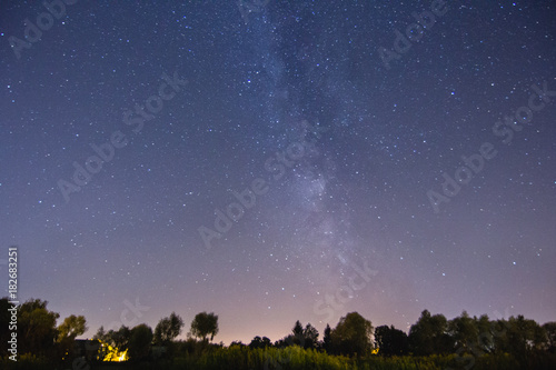 Milky way stars sky rural landscape
