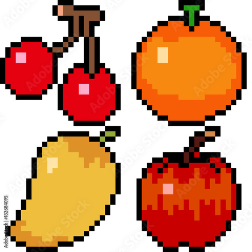 vector pixel art fruit