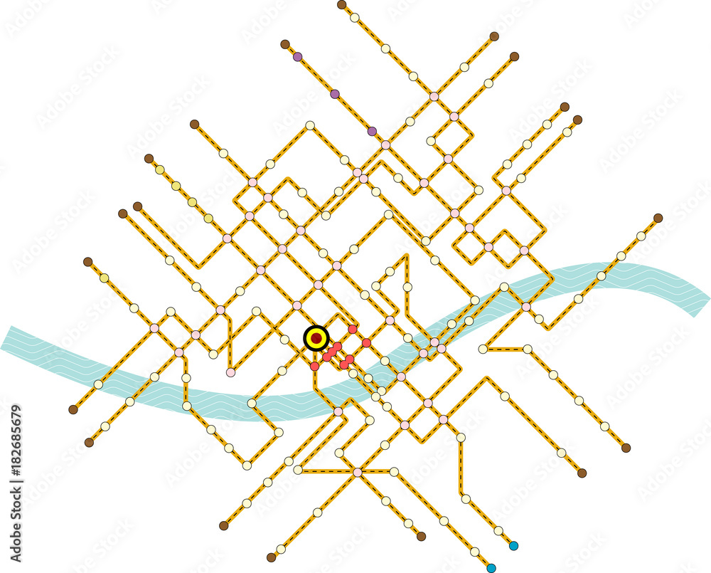Fictional subway map, public transport map,Vector, free copy space ...