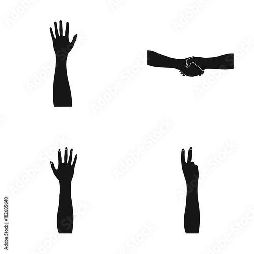 Sign Language black icons in set collection for design.Emotional part of communication vector symbol stock web illustration.
