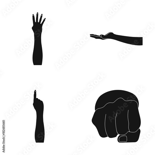 Sign Language black icons in set collection for design.Emotional part of communication vector symbol stock web illustration.