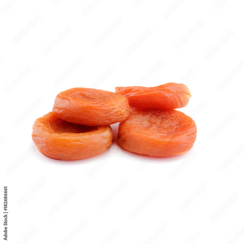Dried apricots on a white background Dried apricots on a white background