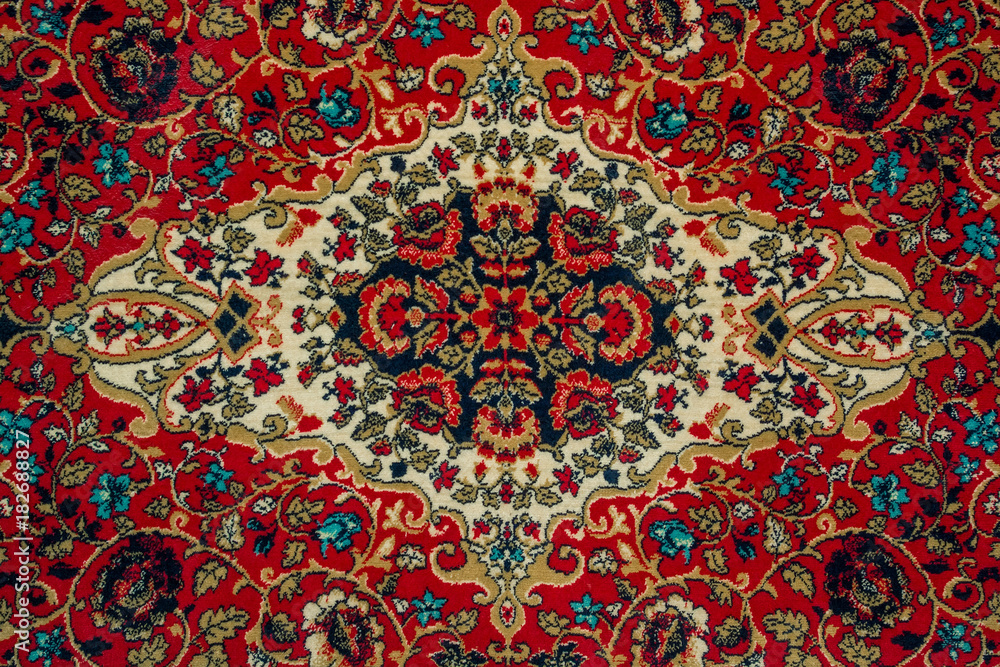 Oriental carpet pattern close